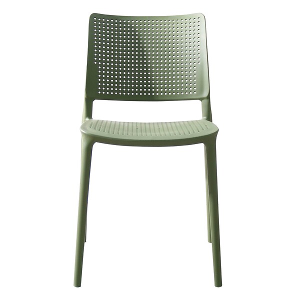 OVIALA - Lot de 4 chaises de terrasse vert cactus en plastique - Riga - large
