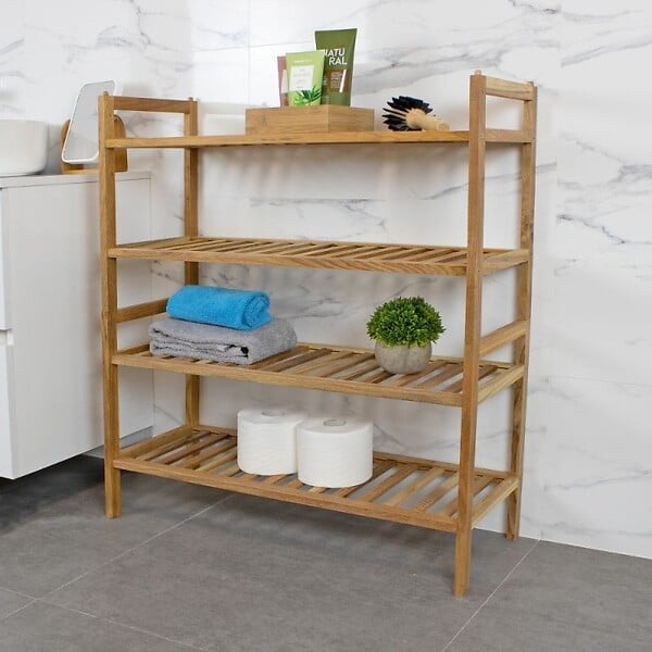 DEBLANCH - Etagère de salle de bain empilable 70x27cm, bois - large