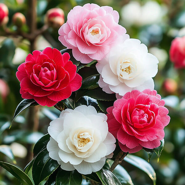 PLANT IN A BOX - Camélia - Set de 3 - Camellia japonica - Hauteur 25-40cm - ⌀9cm - large