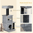 PAWHUT - Arbre à chat centre d'activités griffoirs jeu boule suspendue et à ressort 2 niches housses amovibles plateformes gris - vignette