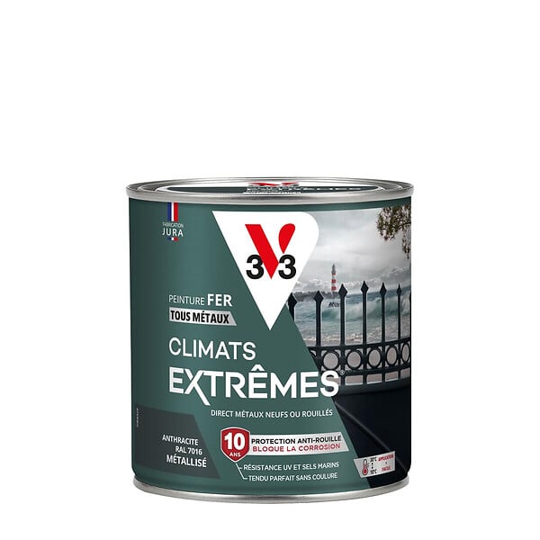 V33 PEINTURE - Peinture fer - Climats Extrêmes - Anthracite métallisé 0.5L - large