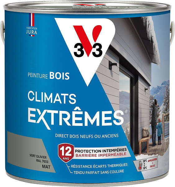 V33 PEINTURE - Peinture bois extérieur Climats Extrêmes Vert olivier 2L - large