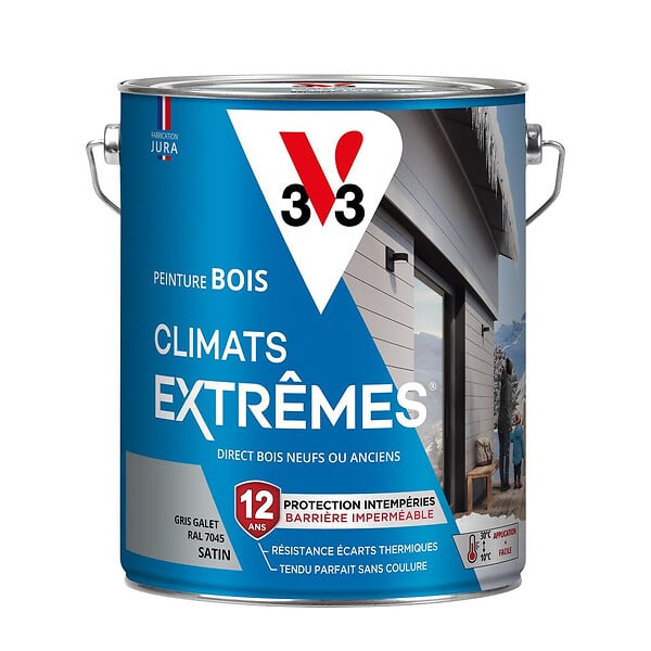 V33 PEINTURE - Peinture bois Climats Extrêmes® gris galet 5 litres - large