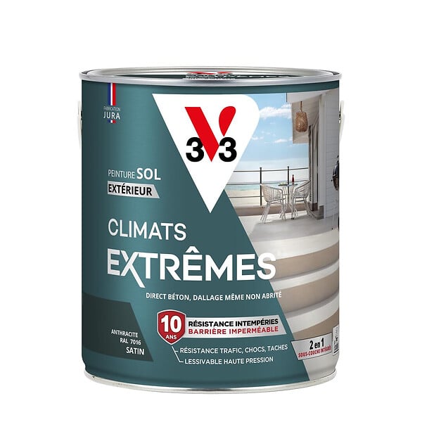 V33 PEINTURE - Peinture sol Climats Extrêmes® anthracite 2,5 litres - large