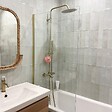 ESSEBAGNO - Pare-Baignoire fixe verre anticalcaire et aluminium 80 x 140 Or Brossé - vignette