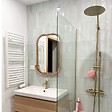 ESSEBAGNO - Pare-Baignoire fixe verre anticalcaire et aluminium 80 x 140 Or Brossé - vignette