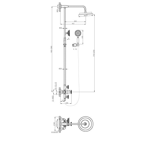 ESSEBAGNO - Indus colonne de douche thermostatique cuivre brossé - large
