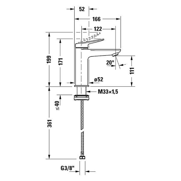 DURAVIT - Mitigeur lavabo Wave M sans vidage bronze brossé - large