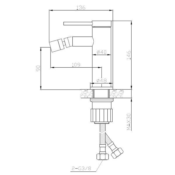 ESSEBAGNO - Lollipop mitigeur bidet gris gun métal - large