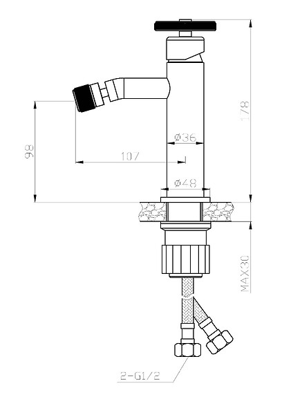 ESSEBAGNO - Indus mitigeur bidet cuivre brossé - large