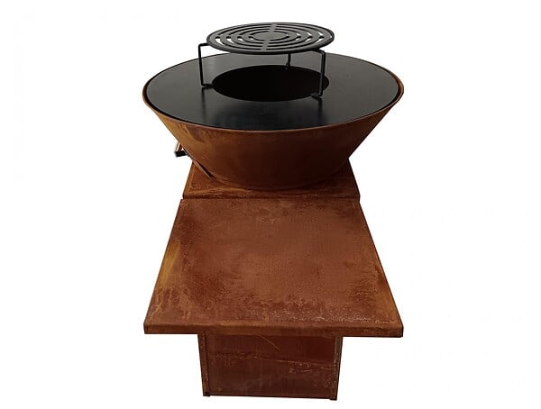 PURLINE - Barbecue avec plaque ronde, grill et support - large