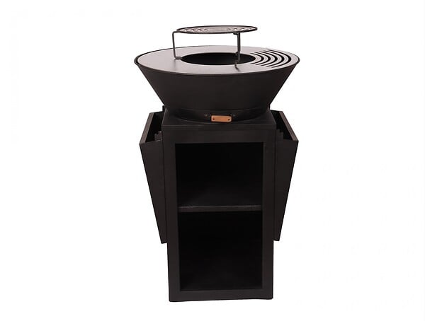 PURLINE - Barbecue avec plaque ronde, grill et support - large