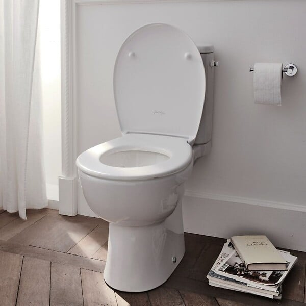 JACOB DELAFON - WC à poser sans bride sortie horizontale Gaspard avec abattant frein de chute déclipsable + Tabouret blanc - large