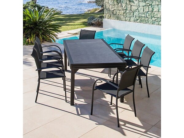 HABITAT ET JARDIN - Table de jardin en aluminium extensible "Lagos" - 140/280 x 90 x 76 cm - Noir - large