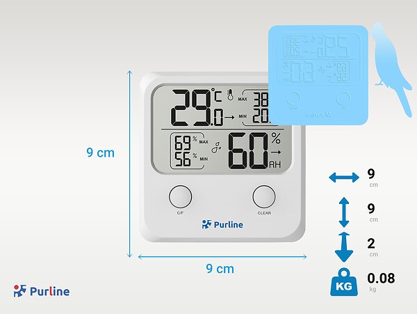 PURLINE - Station météo sans fil avec affichage de la température et de l'humidité - large