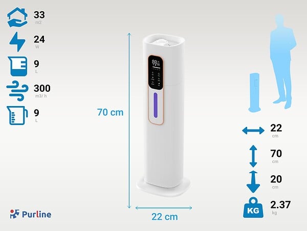 PURLINE - Humidificateur numérique à ultrasons de haute capacité - large