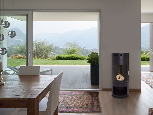 PURLINE - Poêle à éthanol 3kW en acier avec façade en verre trempé - large