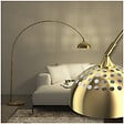 TECTAKE - Lampe sur pied ARCUS en acier style rétro, 60W jaune or - vignette