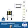 HOSTRÃ–M - Echelle telescopique 4,4m TELESCOO15, Aluminium, Pliable, Extensible, Hauteur de travail max 5,3m, Standart EN131, Garantie 5 ans, Hostrom - vignette