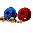 SOMATHERM FOR YOU - FIXOPLAC - Module double bain/douche - raccord à sertir coudé F15-21 - Tube Ø 13/16mm - bleu et rouge - vignette