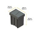 EMUCA - bac de tri sélectif a montage inférieur et extraction manuelle pour élément de cuisine Recycle, 2x25litres, Plastique gris antracite - vignette