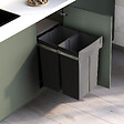EMUCA - bac de tri sélectif a montage inférieur et extraction manuelle pour élément de cuisine Recycle, 2x25litres, Plastique gris antracite - vignette