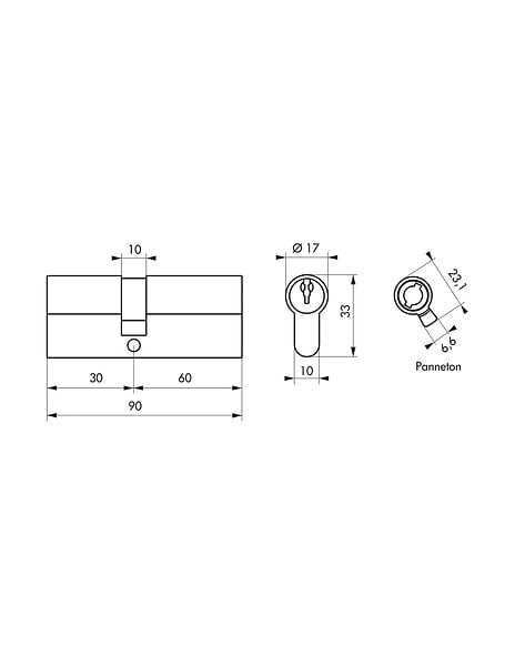 BEAURAIN DISTRIBUTION - Cylindre à  double entrée EDF-R 30X60 sans clé - BEAURAIN DISTRIBUTION - 18368 - large