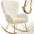 TECTAKE - Fauteuil à bascule SWING avec patins en acier et rembourrage épais crème/or - vignette