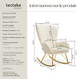 TECTAKE - Fauteuil à bascule SWING avec patins en acier et rembourrage épais crème/or - vignette