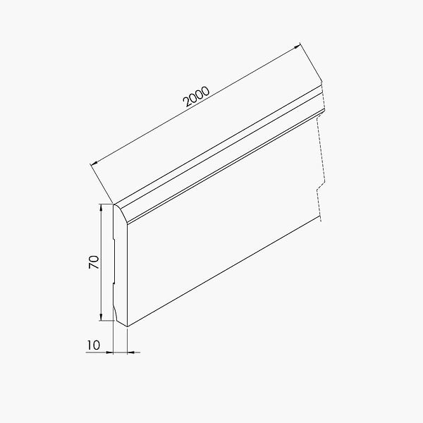 TECNOPROFILS - Plinthe MDF 2 m - Frêne Clair - Lot de 5 - 70 x 10 mm - large