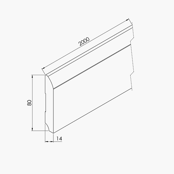 TECNOPROFILS - Plinthe MDF 2 m - Pin blanc - Lot de 5 - 80 x 14 mm - large