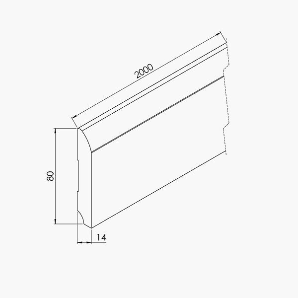 TECNOPROFILS - Plinthe MDF 2 m - Chêne Cérusé - Lot de 5 - 80 x 14 mm - large