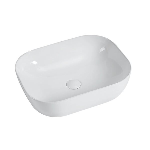 STANO - Vasque à poser rectangulaire en céramique CUARTO 3 coloris 45.5 x 32.5 cm Blanc brillant - large