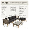 TECTAKE - Salon en rotin avec cadre en aluminium Konstanza marron naturel - vignette
