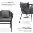 TECTAKE - Ensemble de chaises VALEIRAS effet corde tressée gris foncé/gris foncé - vignette