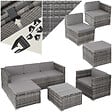 TECTAKE - Salon en rotin Lignano avec fauteuil gris - vignette