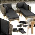 TECTAKE - Salon en rotin avec structure en aluminium Bellaria marron naturel - vignette