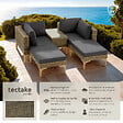 TECTAKE - Salon en rotin avec structure en aluminium Bellaria marron naturel - vignette