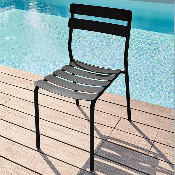 OVIALA - Chaise de terrasse en aluminium noire - Almada - large