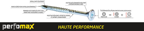 COTEKA - Vis aggloméré tête fraisée 6x120mm - x80 - large