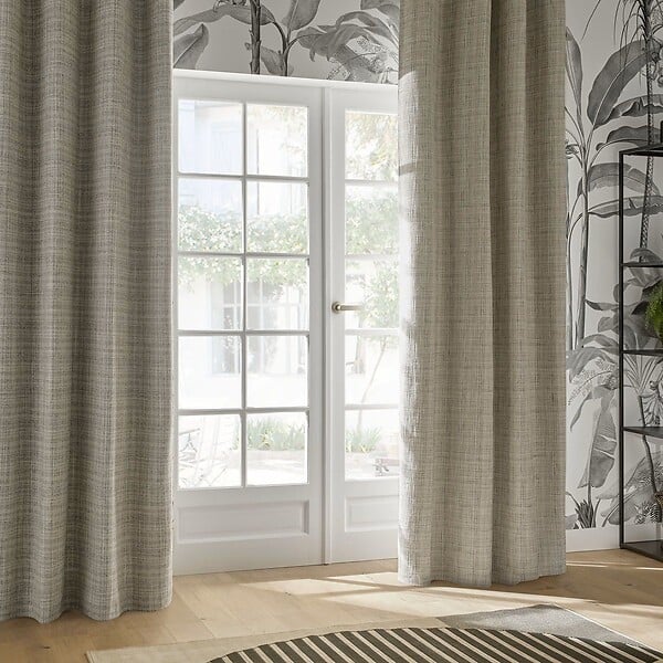 ATMOSPHERA - Rideau à œillets Occultant Gris Clair et Beige Lin 140 x 260 cm - large