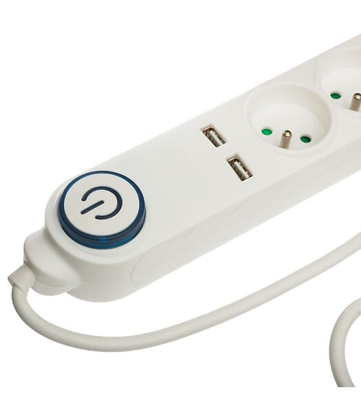 5 FIVE SIMPLY SMART - Bloc Multiprise 5 prises avec interrupteur lumineux et 2 entrées USB - large