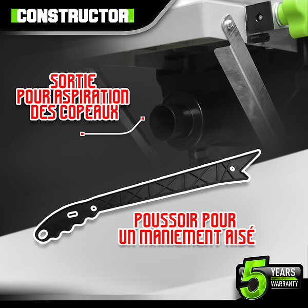 CONSTRUCTOR - Rabot dégauchisseuse 1250W - 204mm - large