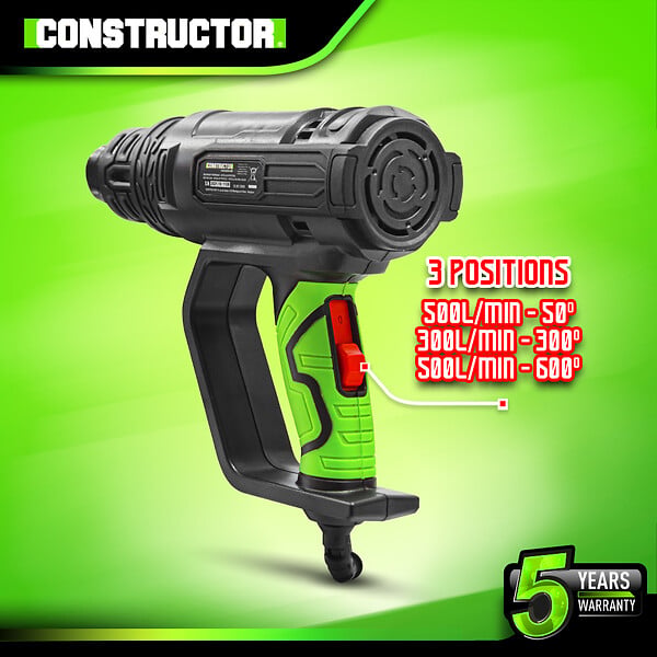 CONSTRUCTOR - Décapeur thermique 2000W livré en coffret avec 4 accessoires - large