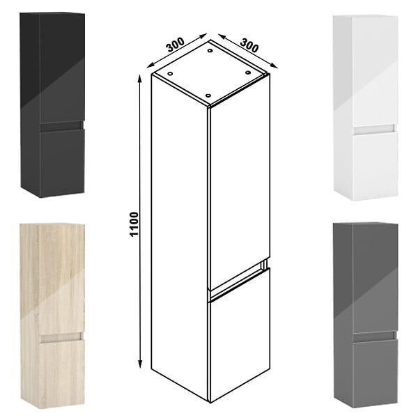 AICA SANITAIRE - AICA ensemble meuble salle de bain 80 cm anthracite brillant avec 2 tiroirs à fermeture automatique, lavabo céramique simple + colonne, suspendu - large
