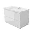 AICA SANITAIRE - AICA Meuble salle de bain 80cm blanc brillant avec 2 tiroirs à fermeture automatique et simple lavabo céramique - vignette