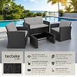 TECTAKE - 4 Places salon bas de jardin noir gris design moderne coussins confortables facile entretien montage facile - vignette