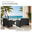 TECTAKE - 4 Places salon bas de jardin noir gris design moderne coussins confortables facile entretien montage facile - vignette