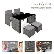 TECTAKE - Salon de jardin résistant UV 4 places en acier poly rotin gris ensemble mobilier extérieur - vignette