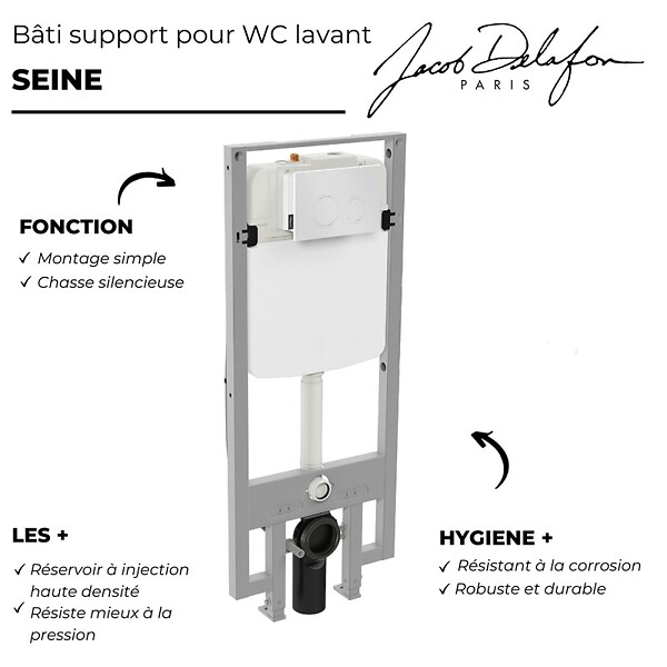 JACOB DELAFON - Bâti-support pour WC lavant Seine avec plaque de commande - large